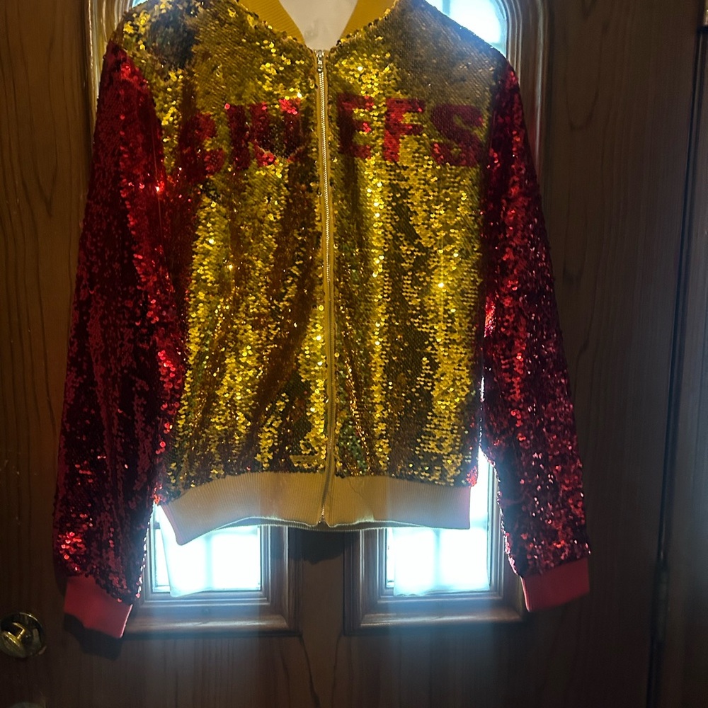 Sequin Gold and Red Women's Jacket